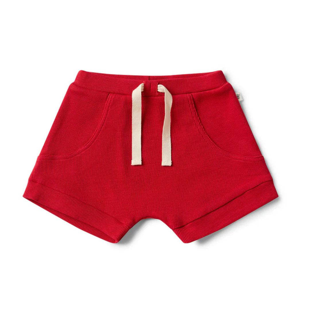 SNUGGLE HUNNY ORGANIC BABY SHORTS - RED