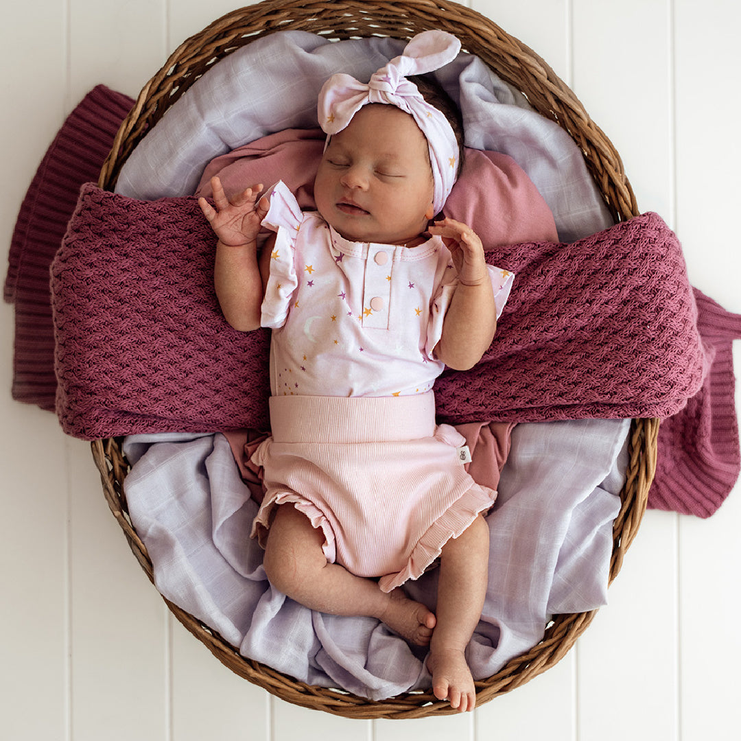 SNUGGLE HUNNY ORGANIC HIGH WAIST BLOOMERS - BABY PINK