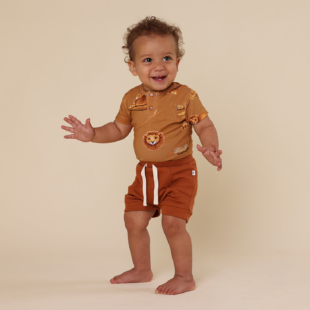 SNUGGLE HUNNY ORGANIC SHORT SLEEVE BODYSUIT - ROAR