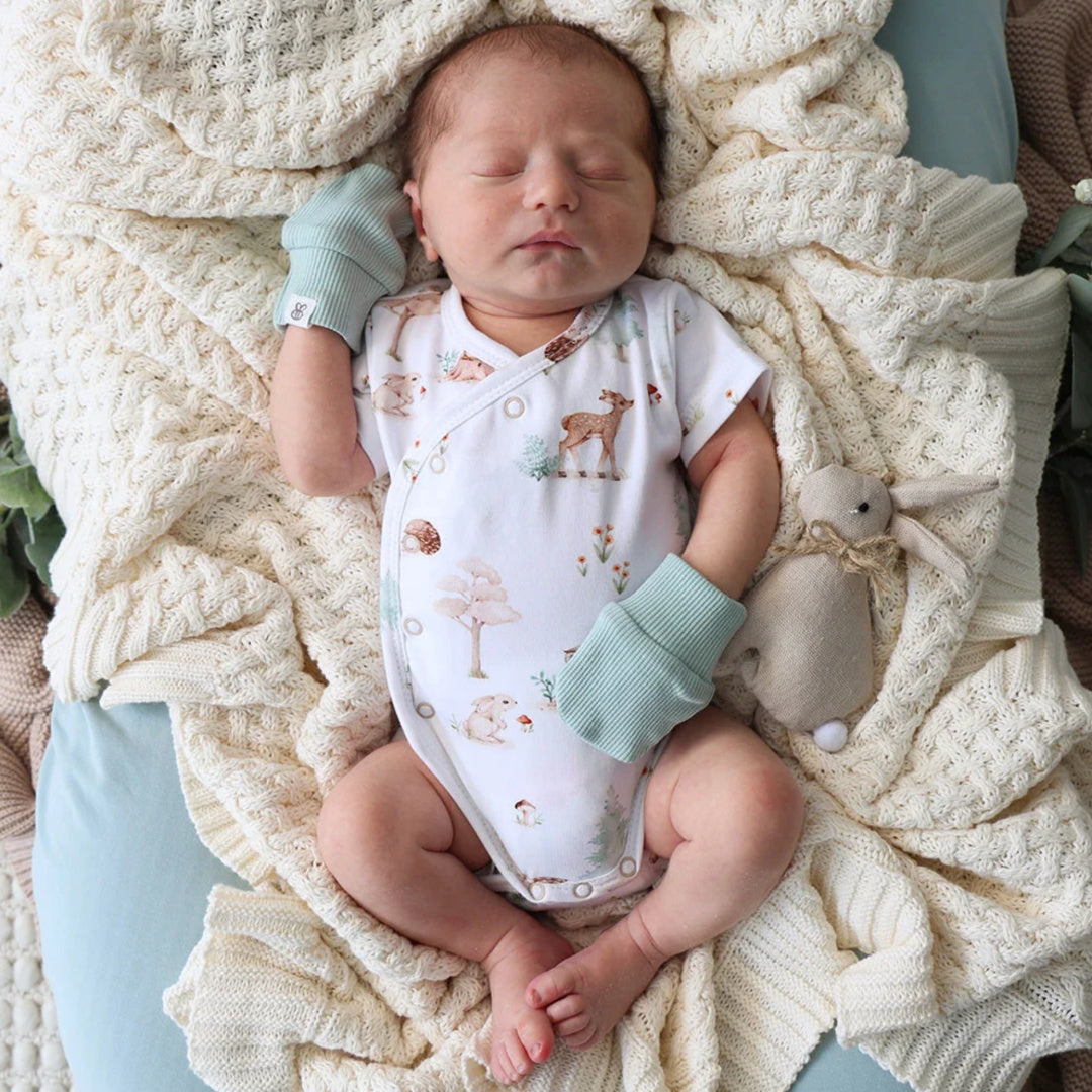 Snuggle Hunny Sage Organic Cotton Rib Mittens