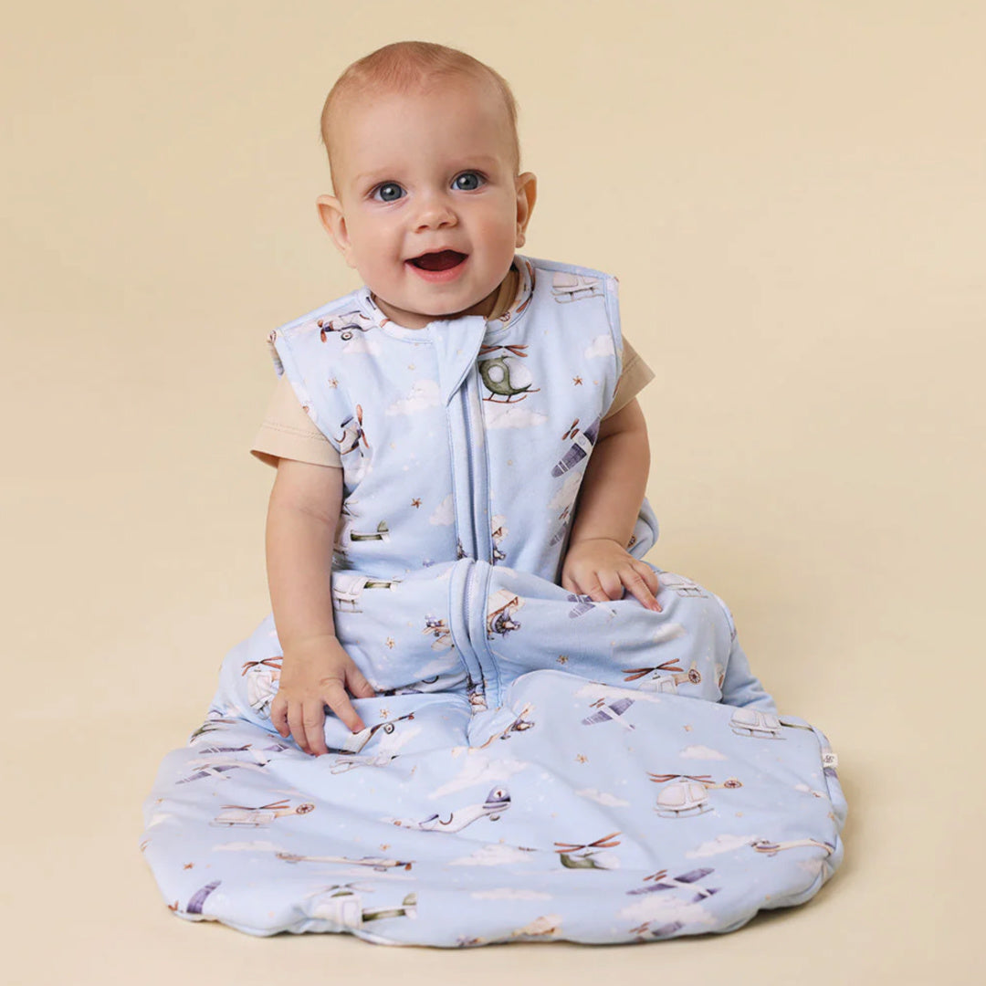 SNUGGLE HUNNY ORGANIC SLEEPING BAG  2.5 TOG -  TAKING FLIGHT