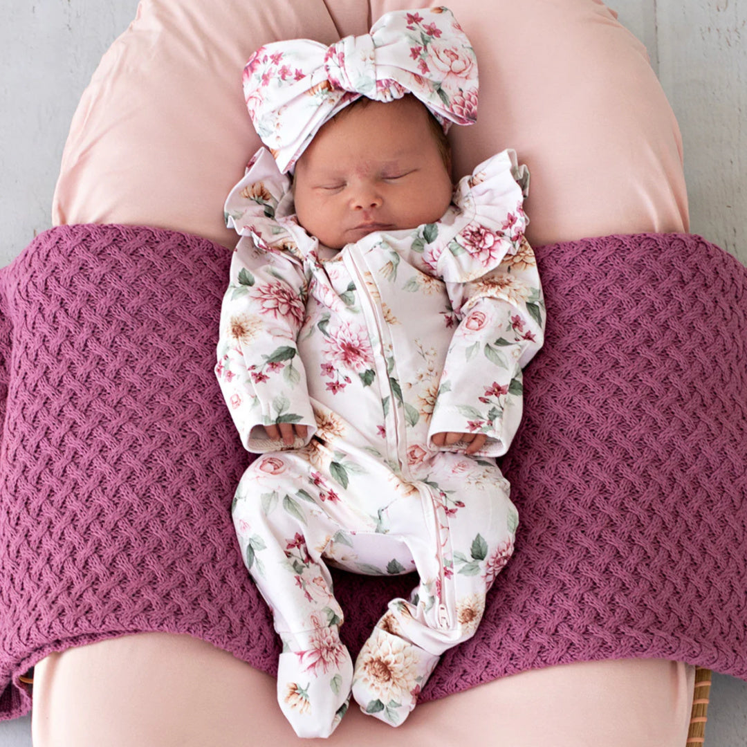 SNUGGLE HUNNY ORGANIC SNUGGLESUIT CONVERTIBLE ZIP ROMPER WITH FRILL -  BIRDS &amp; BLOOMS