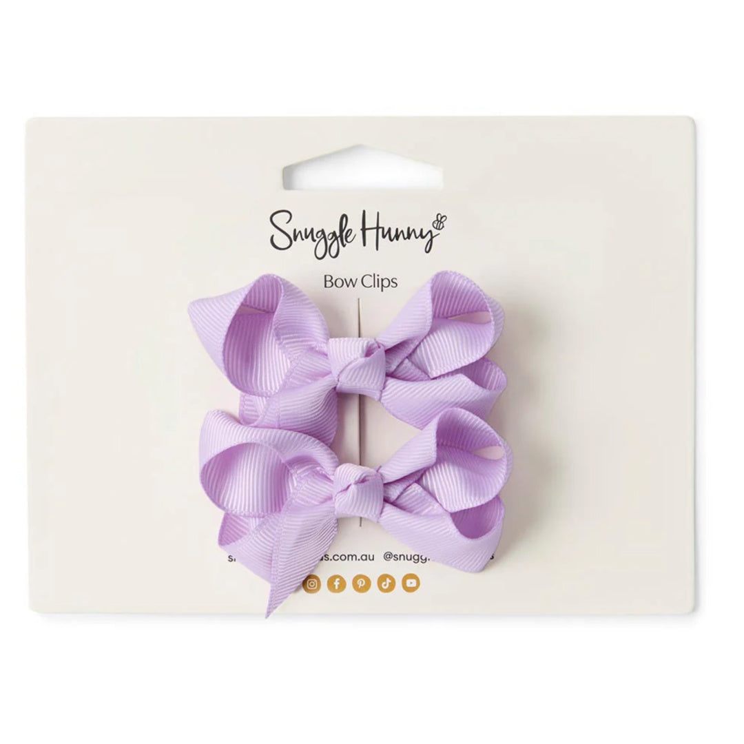 SNUGGLE HUNNY BOW CLIPS - SMALL PIGGY TAIL PAIR - SOFT VIOLET
