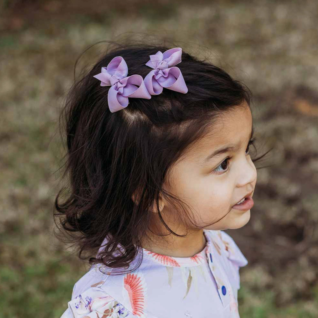 SNUGGLE HUNNY BOW CLIPS - SMALL PIGGY TAIL PAIR - SOFT VIOLET