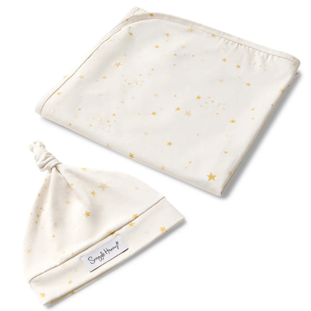 SNUGGLE HUNNY ORGANIC JERSEY WRAP AND BEANIE SET - STARDUST