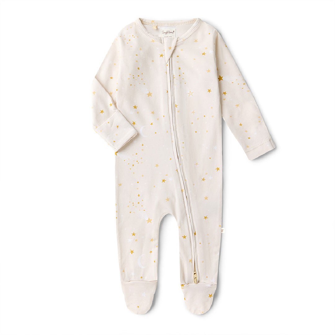 SNUGGLE HUNNY ORGANIC SNUGGLE SLEEPSUIT ZIP FOOTIE - STARDUST