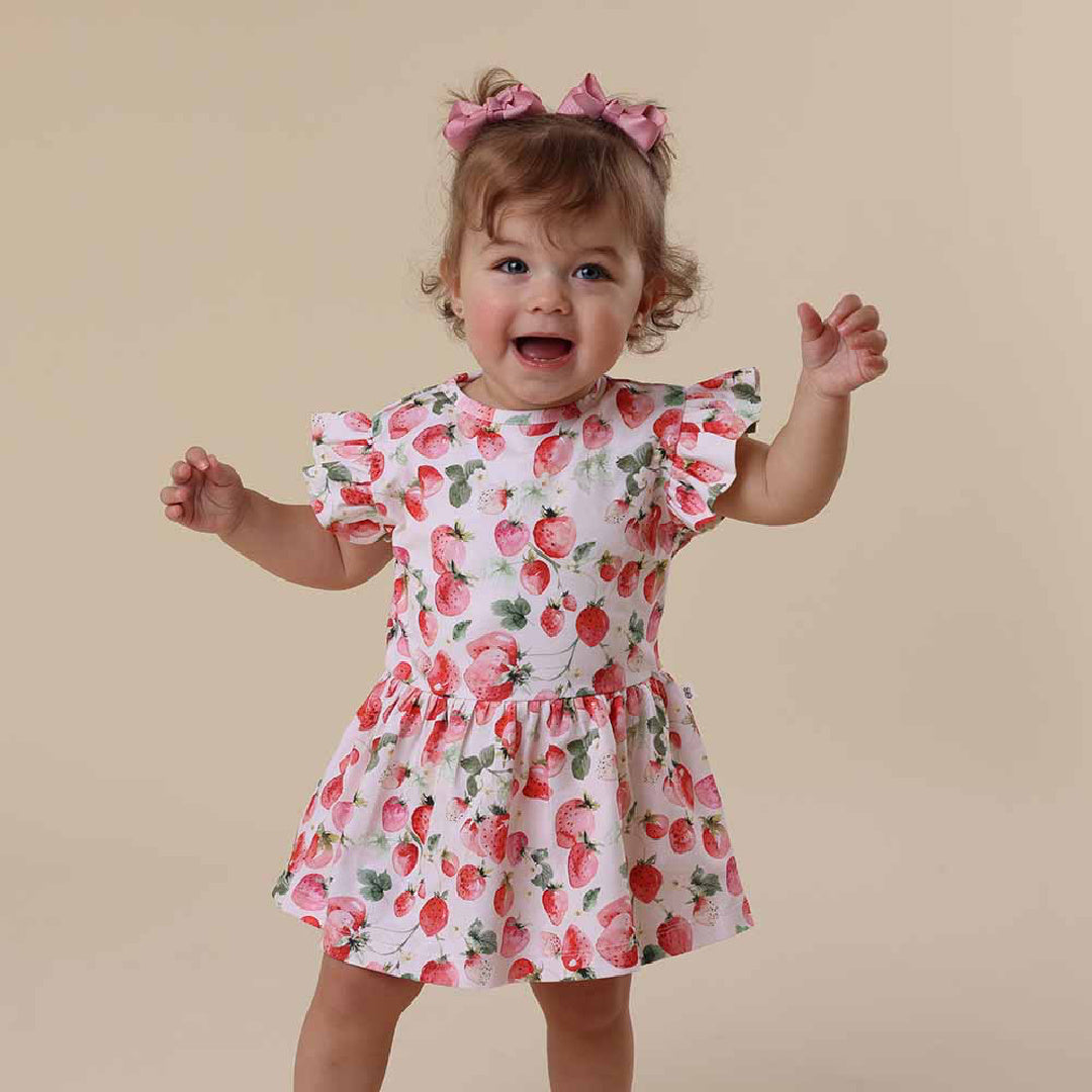 SNUGGLE HUNNY ORGANIC DRESS - STRAWBERRY