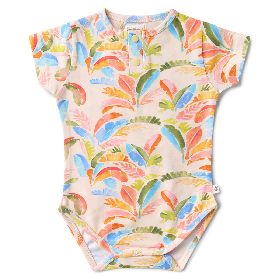 SNUGGLE HUNNY ORGANIC SHORT SLEEVE BODYSUIT - SUMMER PALM