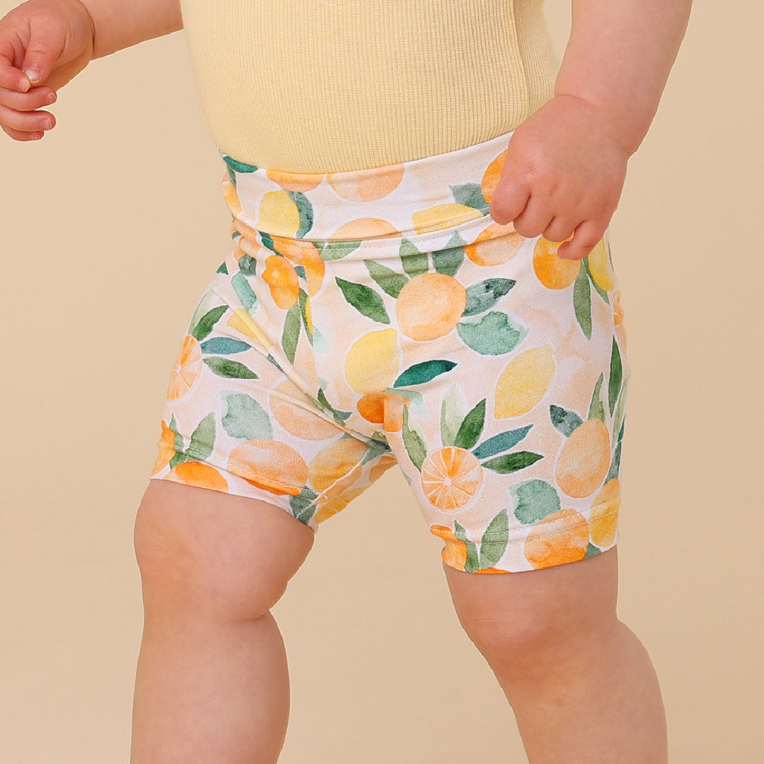 SNUGGLE HUNNY ORGANIC BIKE SHORTS - SUNNY CITRUS