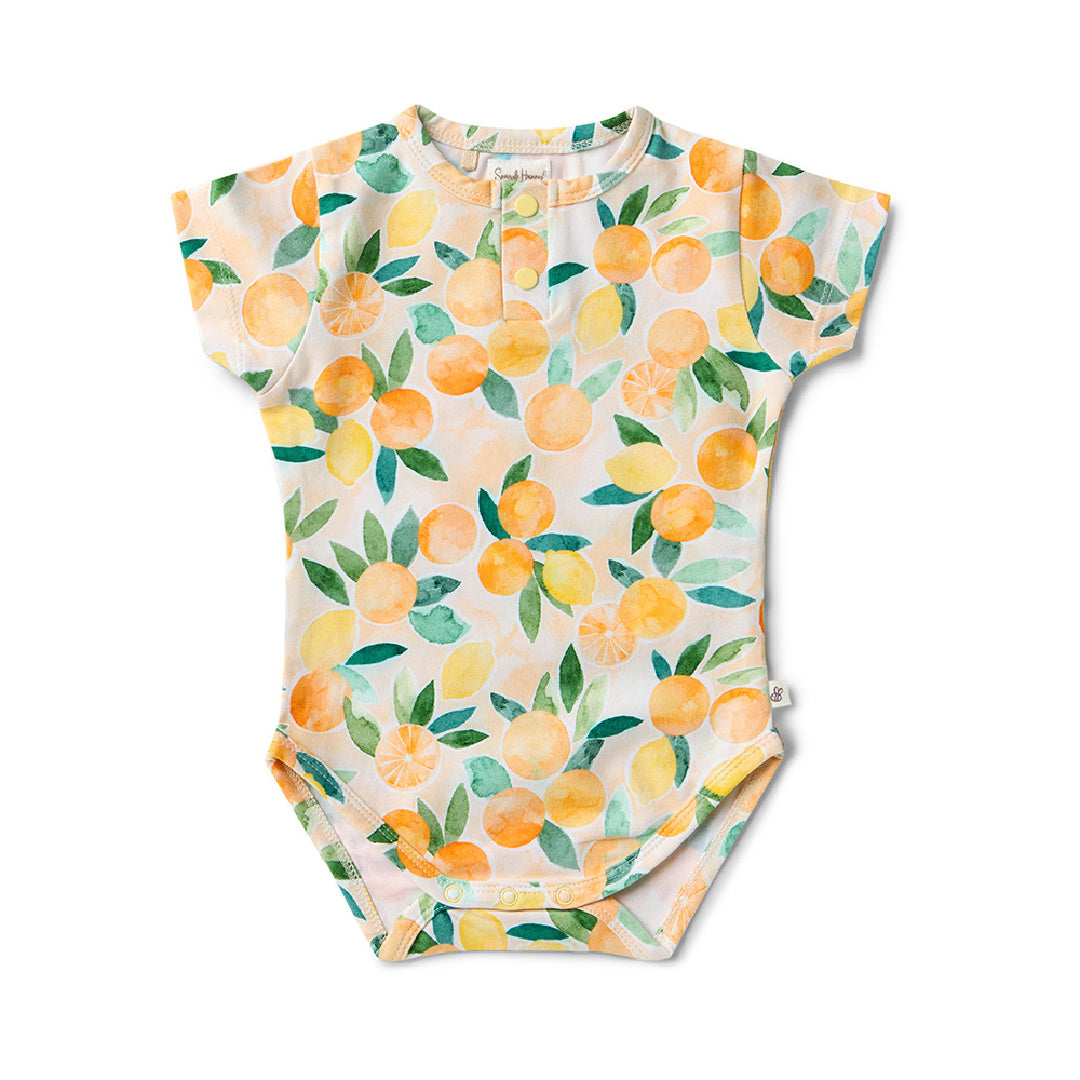 SNUGGLE HUNNY ORGANIC SHORT SLEEVE BODYSUIT - SUNNY CITRUS