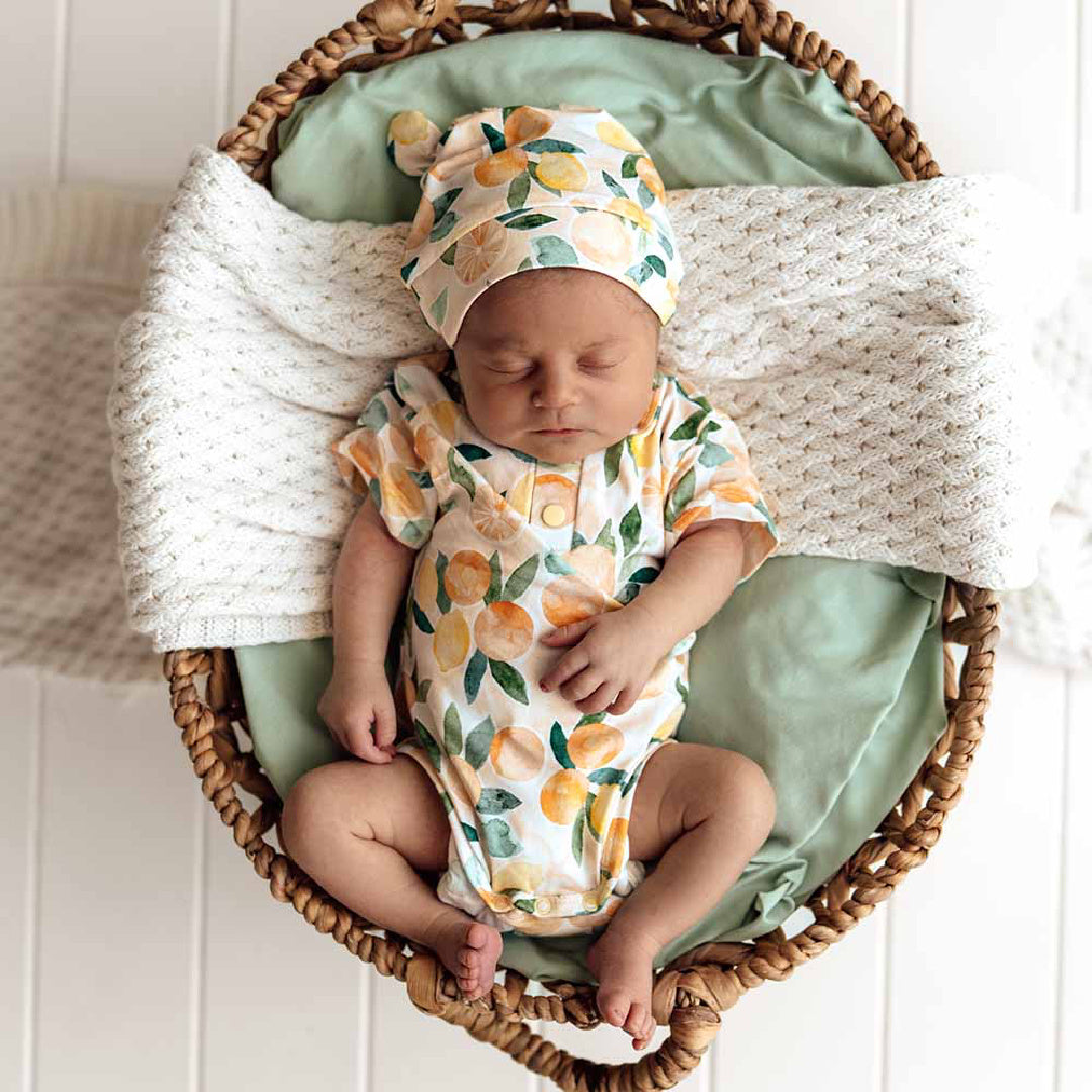 SNUGGLE HUNNY ORGANIC SHORT SLEEVE BODYSUIT - SUNNY CITRUS