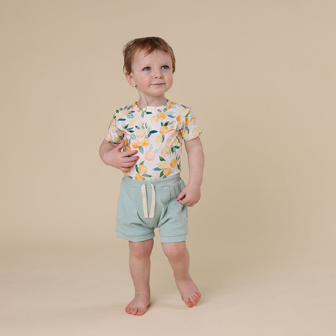 SNUGGLE HUNNY ORGANIC SHORT SLEEVE BODYSUIT - SUNNY CITRUS