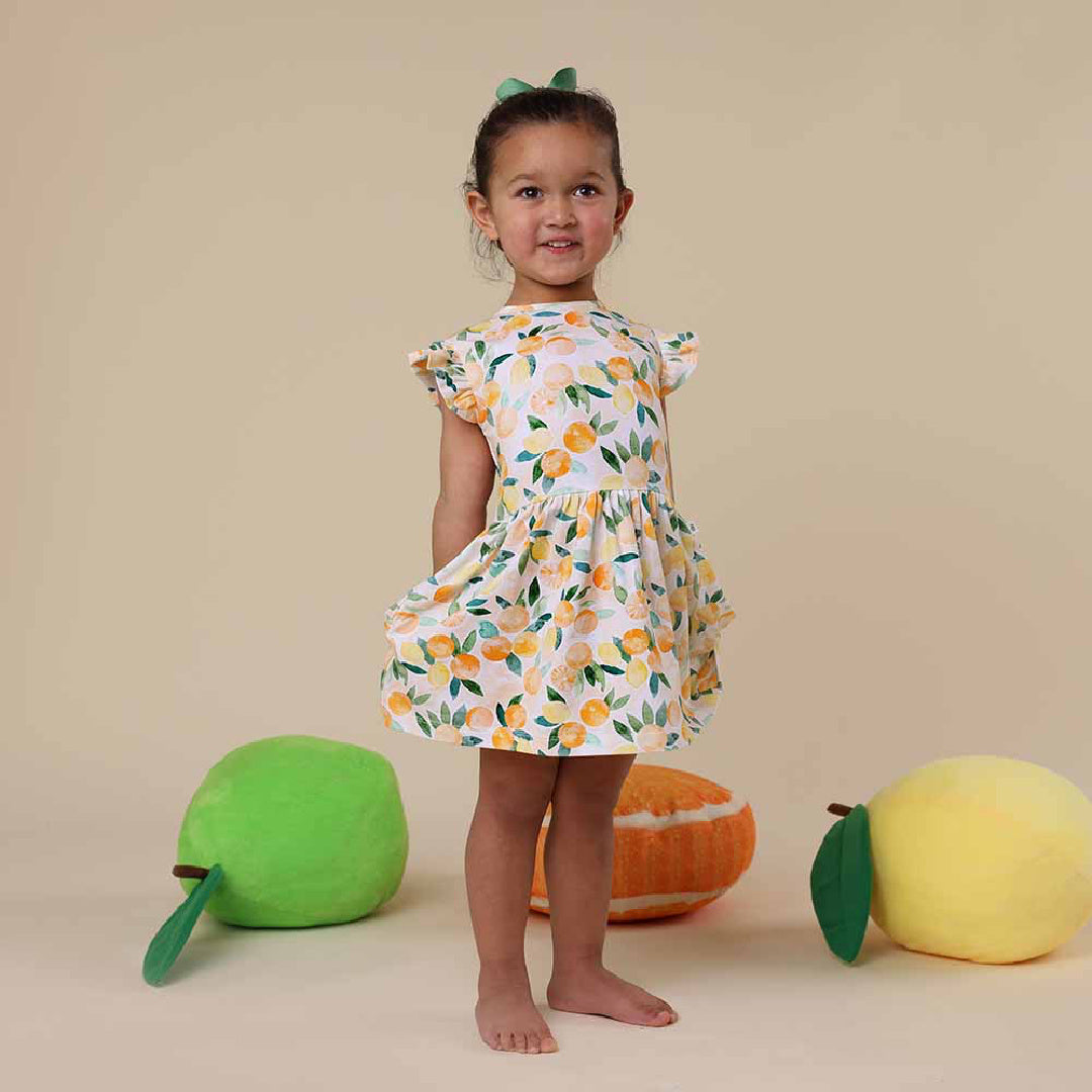 SNUGGLE HUNNY ORGANIC DRESS - SUNNY CITRUS