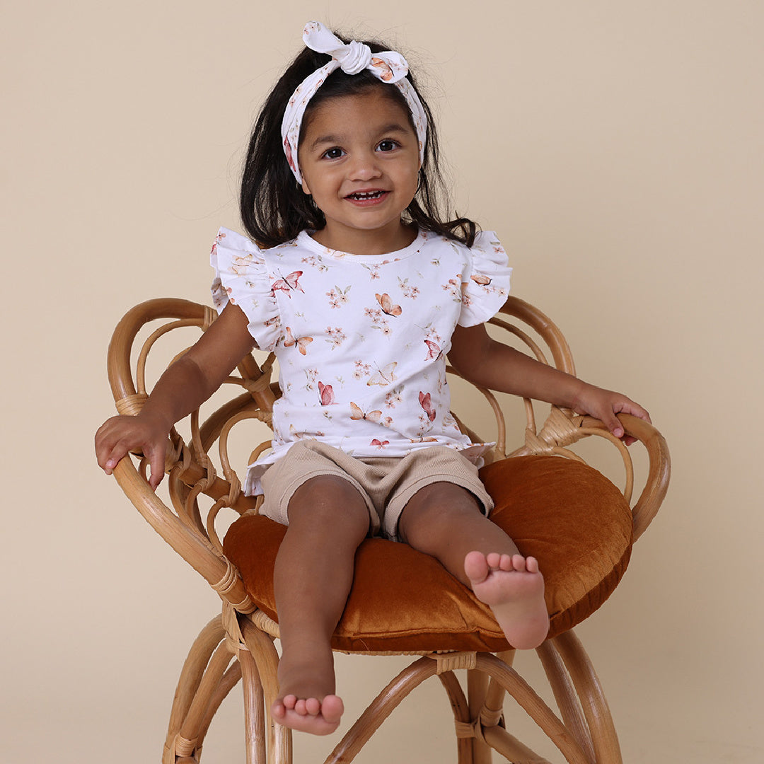 SNUGGLE HUNNY ORGANIC SHORT SLEEVE T-SHIRT WITH FRILL - BUTTERFLY