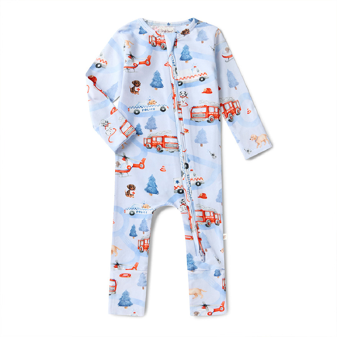 SNUGGLE HUNNY ORGANIC SNUGGLESUIT CONVERTIBLE ZIP ROMPER - TO THE RESCUE