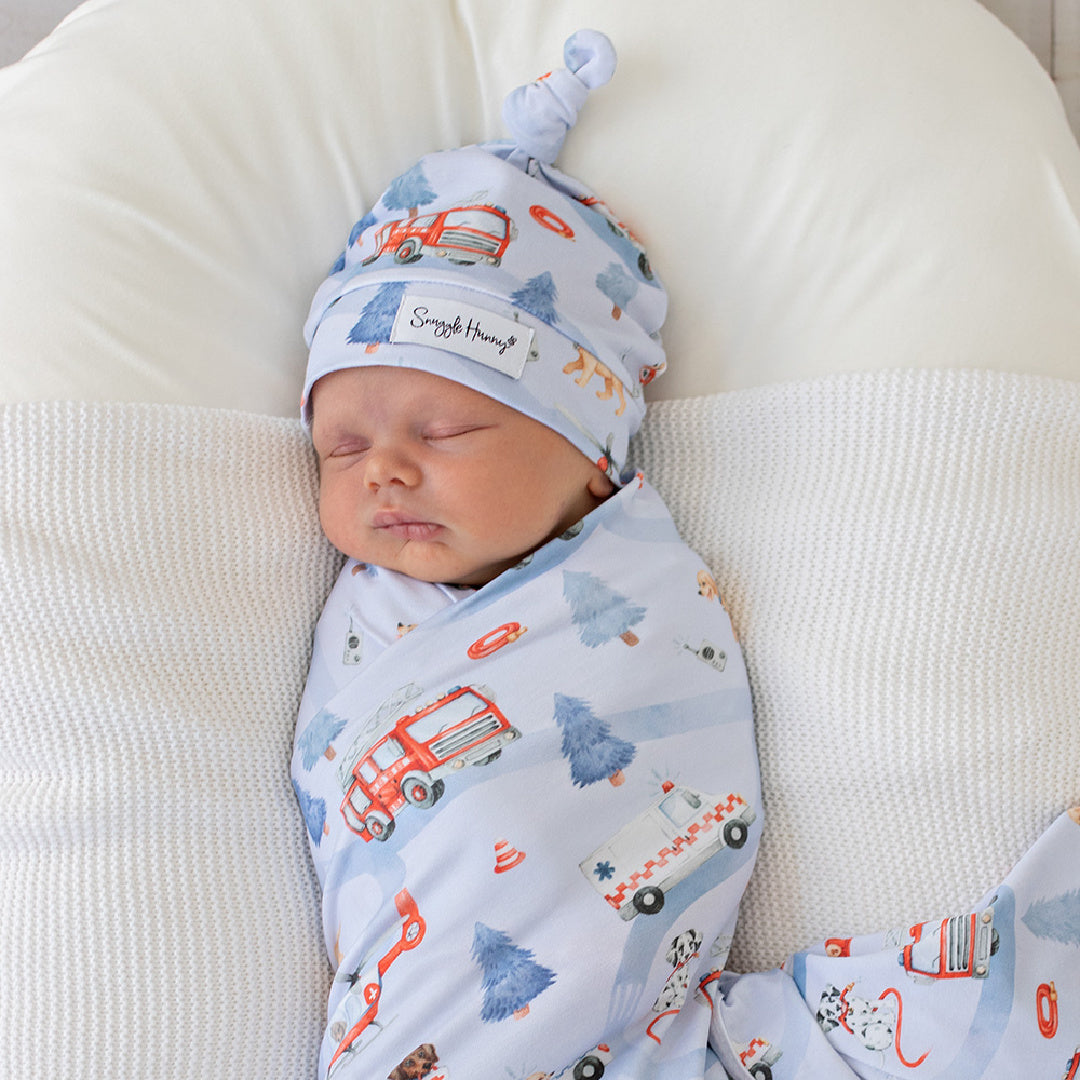 SNUGGLE HUNNY ORGANIC JERSEY WRAP AND BEANIE SET - TO THE RESCUE