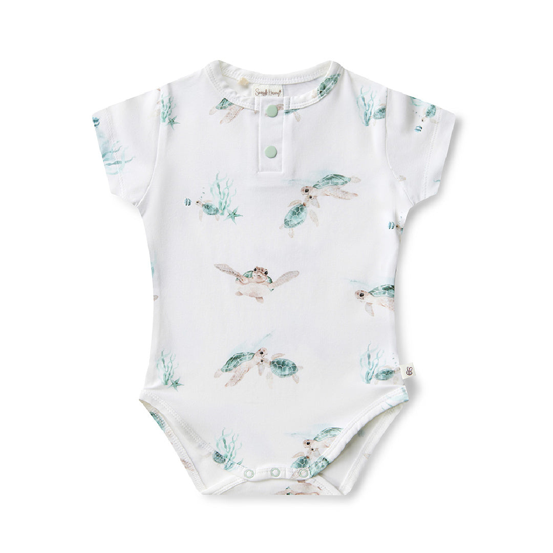 SNUGGLE HUNNY ORGANIC SHORT SLEEVE BODYSUIT - TURTLE