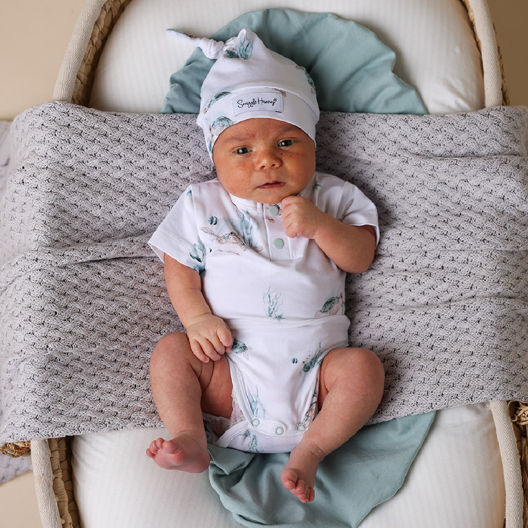 SNUGGLE HUNNY ORGANIC SHORT SLEEVE BODYSUIT - TURTLE