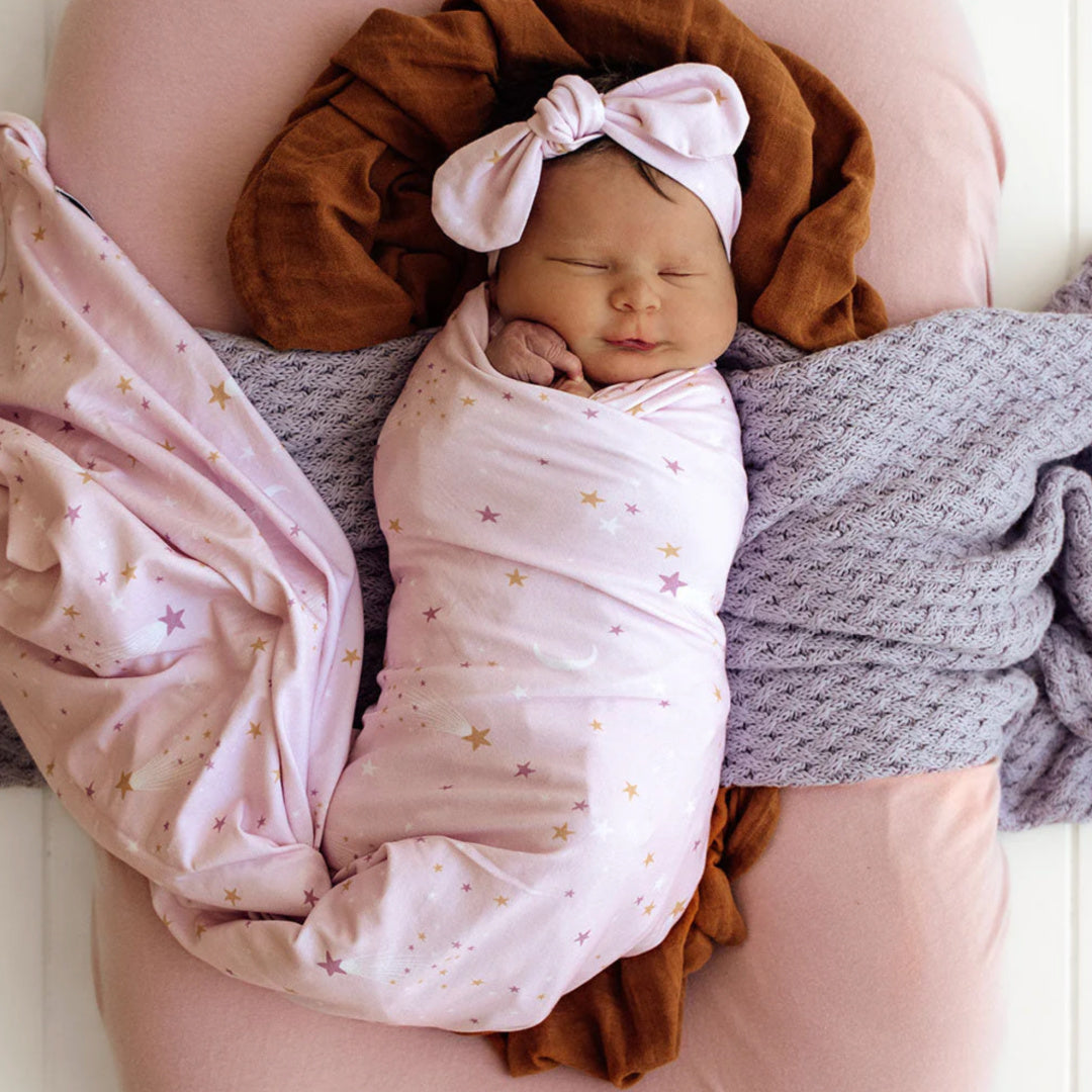 SNUGGLE HUNNY ORGANIC JERSEY WRAP AND TOPKNOT SET - TWINKLE