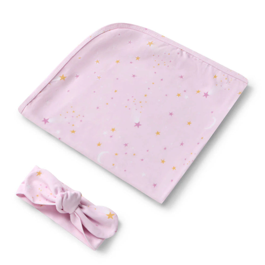 SNUGGLE HUNNY ORGANIC JERSEY WRAP AND TOPKNOT SET - TWINKLE