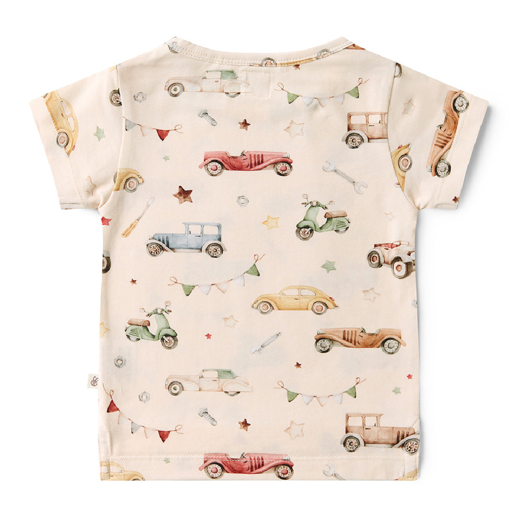 SNUGGLE HUNNY ORGANIC SHORT SLEEVE T-SHIRT - VINTAGE CARS