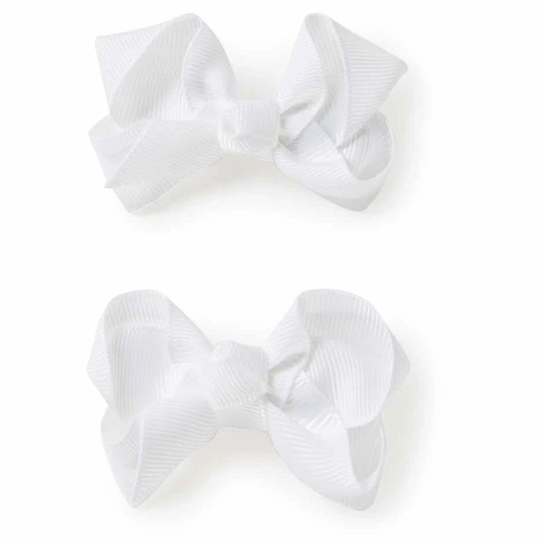 SNUGGLE HUNNY BOW CLIPS - SMALL PIGGY TAIL PAIR - WHITE