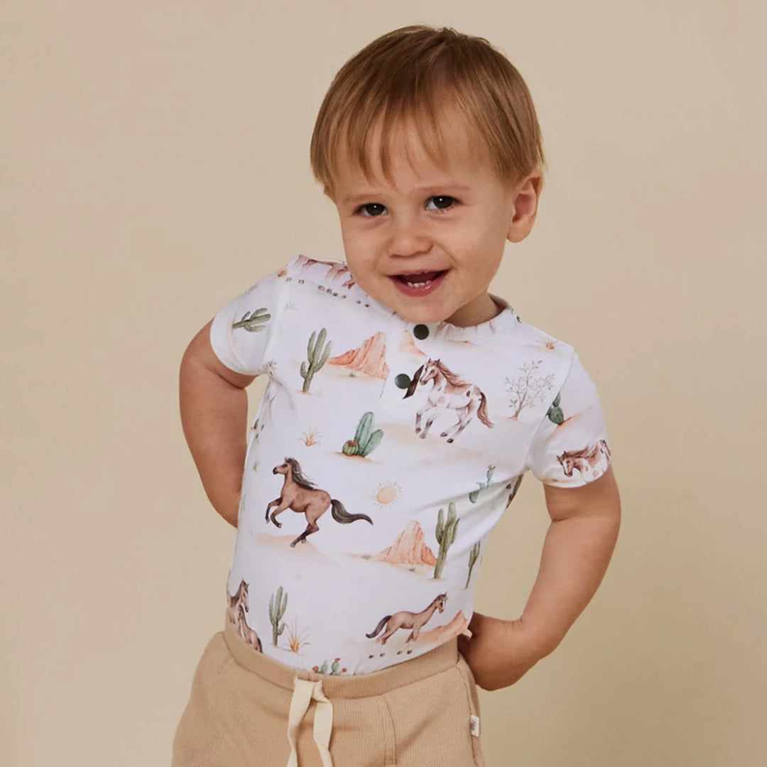 Snuggle Hunny Wild Horses Short Sleeve Organic Bodysuit