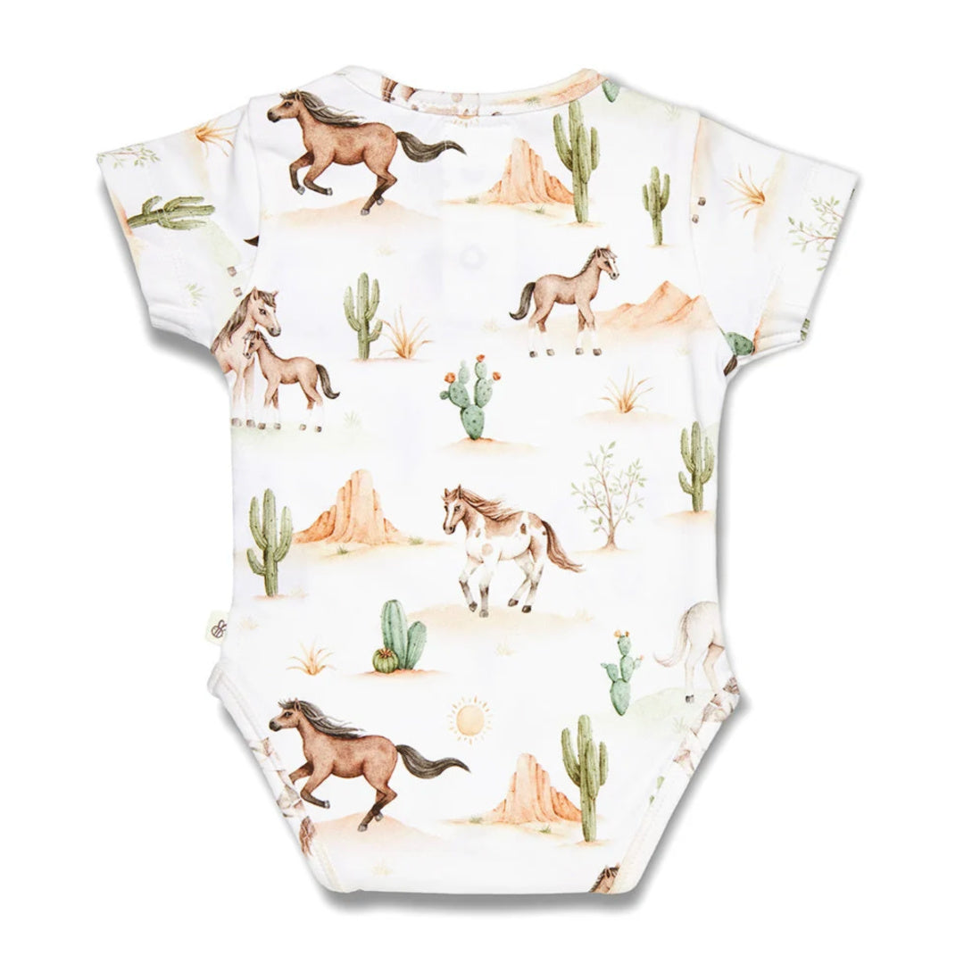 Snuggle Hunny Wild Horses Short Sleeve Organic Bodysuit