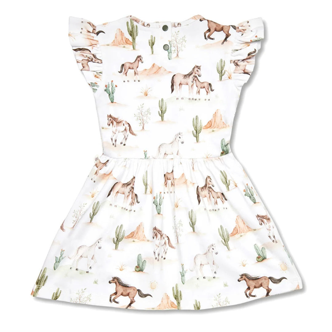 Snuggle Hunny Wild Horses Short Sleeve Organic Dress