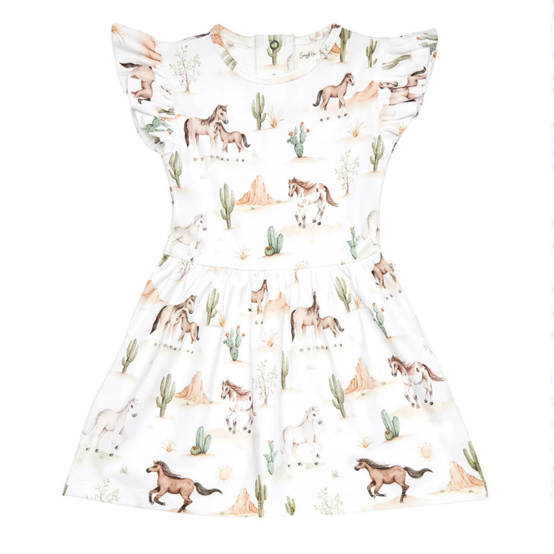 Snuggle Hunny Wild Horses Short Sleeve Organic Dress