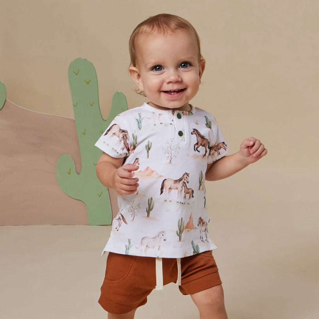 Snuggle Hunny Wild Horses Organic Short Sleeve Top