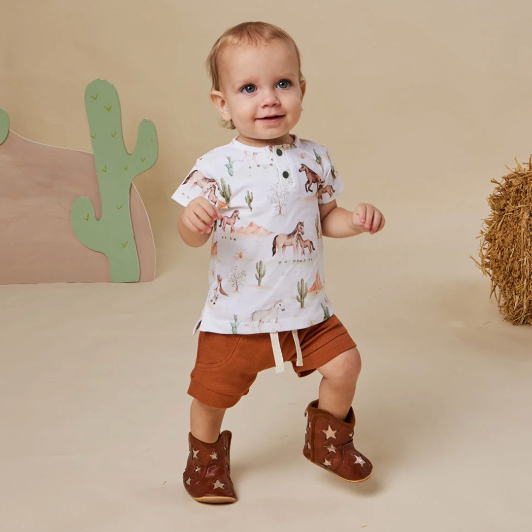 Snuggle Hunny Wild Horses Organic Short Sleeve Top