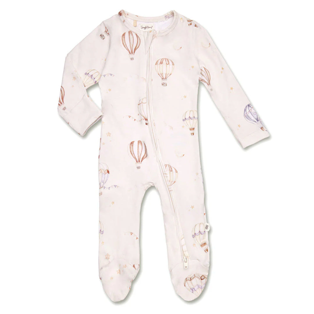 SNUGGLE HUNNY ORGANIC SNUGGLE SLEEPSUIT ZIP FOOTIE  - UP AND AWAY
