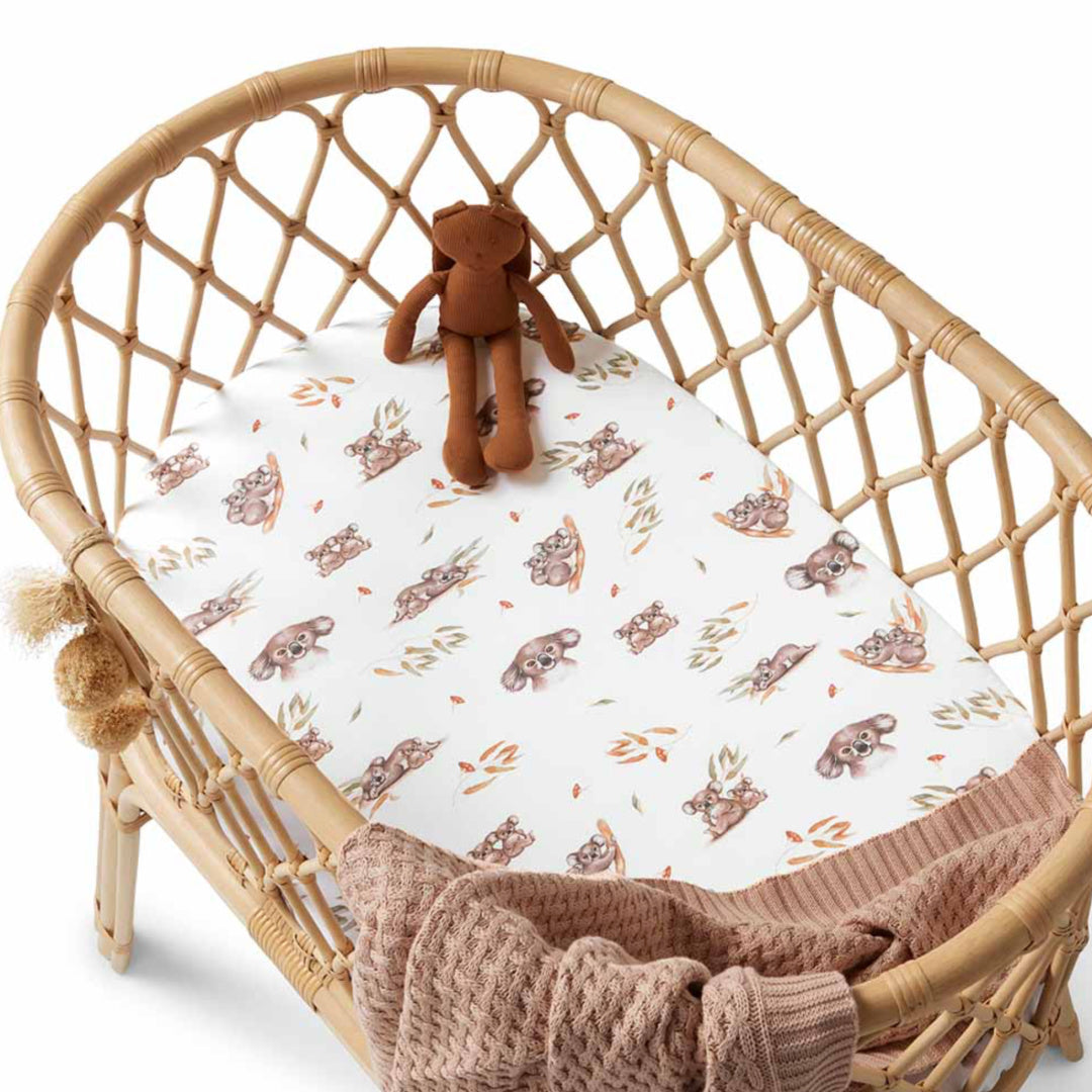 SNUGGLE HUNNY ORGANIC FITTED BASSINET SHEET / CHANGE PAD COVER - KOALA