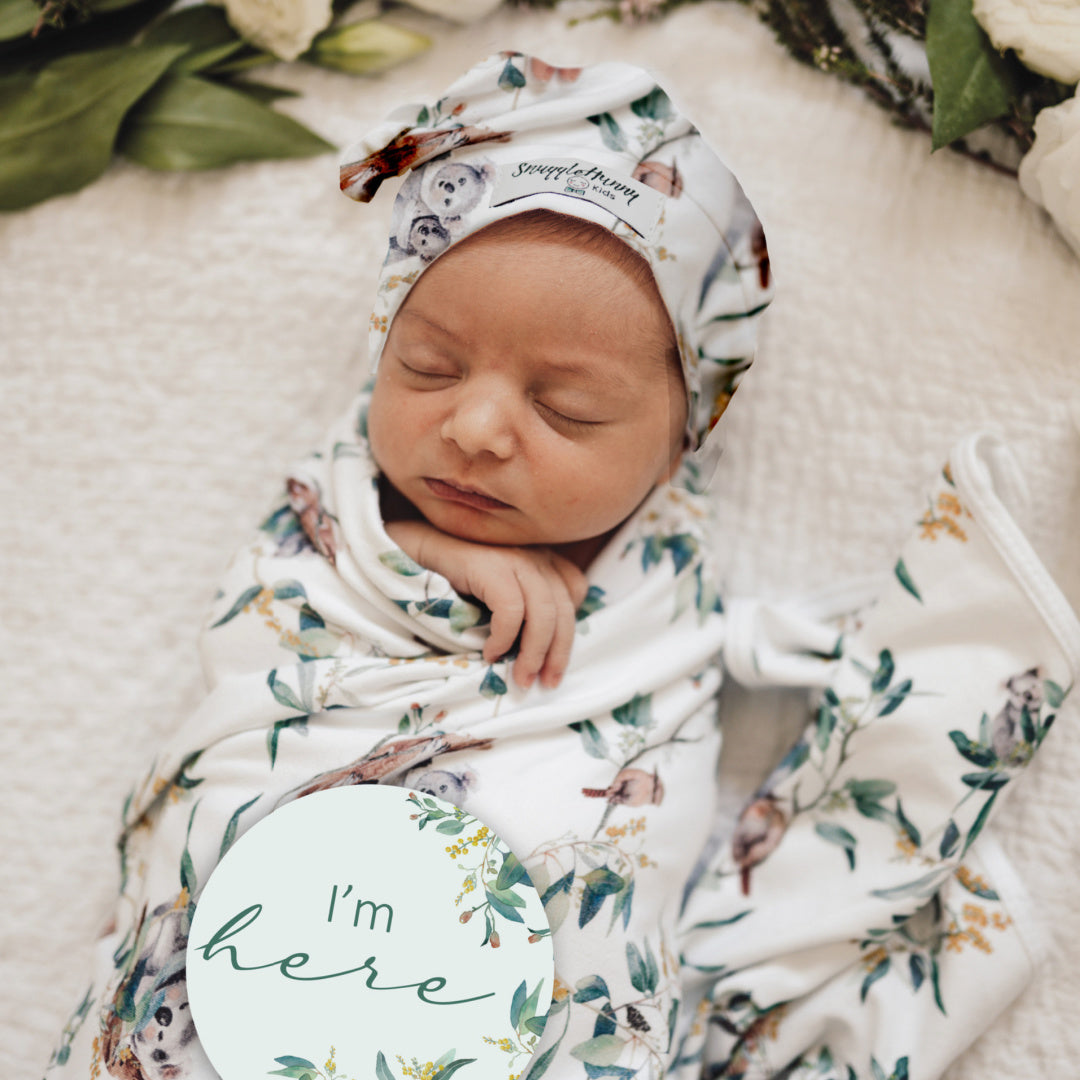 SNUGGLE HUNNY REVERSIBLE MILESTONE CARDS - EUCALYPT &amp; SAGE