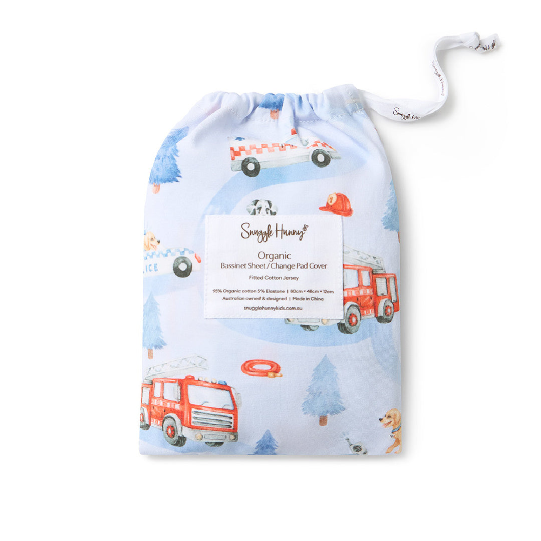 SNUGGLE HUNNY ORGANIC FITTED BASSINET SHEET / CHANGE PAD COVER - TO THE RESCUE