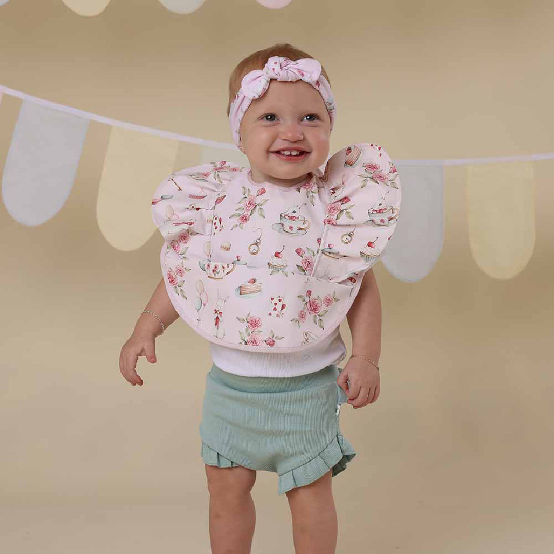 SNUGGLE HUNNY FRILL SNUGGLE BIB - ALICE&#39;S TEA PARTY