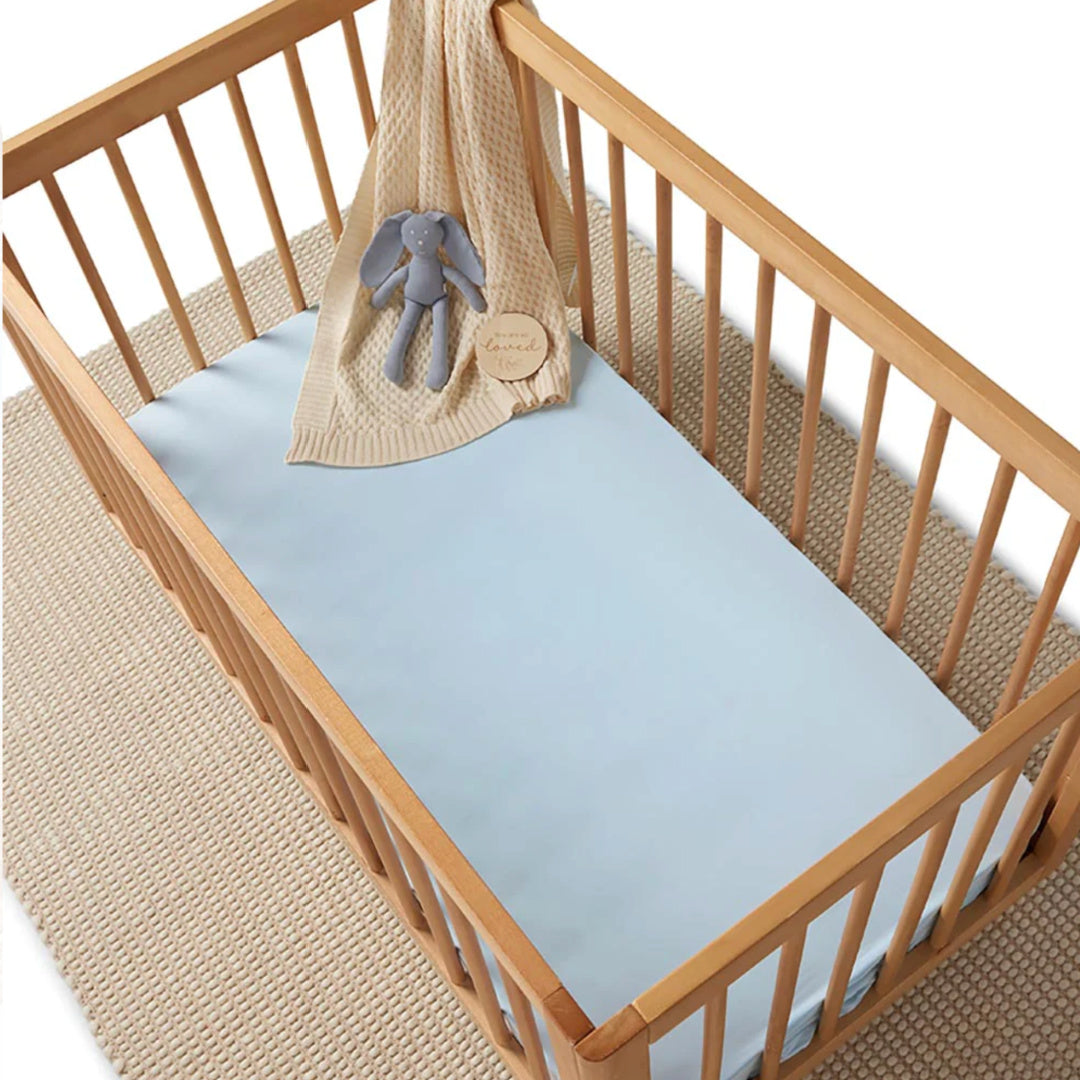 SNUGGLE HUNNY ORGANIC FITTED COT SHEET - BABY BLUE