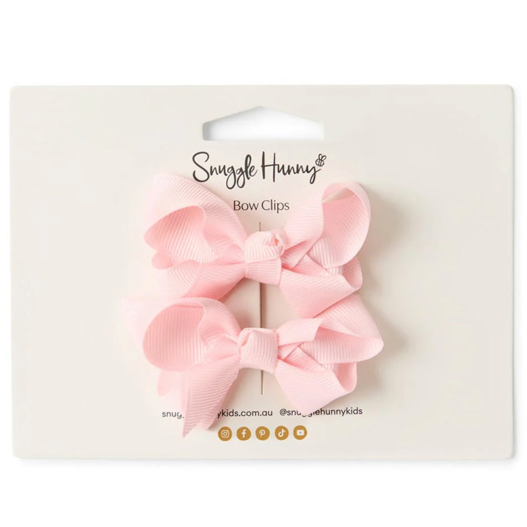 SNUGGLE HUNNY BOW CLIPS - SMALL PIGGY TAIL PAIR - LIGHT PINK