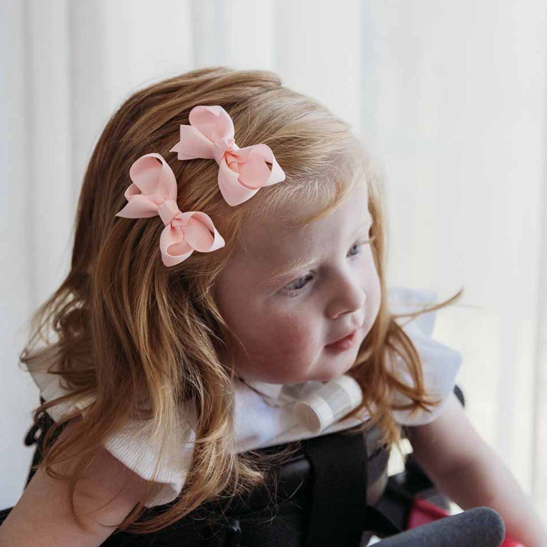 SNUGGLE HUNNY BOW CLIPS - SMALL PIGGY TAIL PAIR - LIGHT PINK