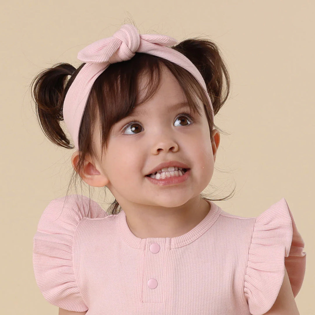 SNUGGLE HUNNY ORGANIC RIBBED TOPKNOT - BABY PINK