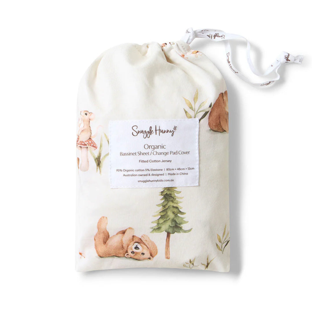 SNUGGLE HUNNY ORGANIC FITTED BASSINET SHEET / CHANGE PAD COVER - BEARS