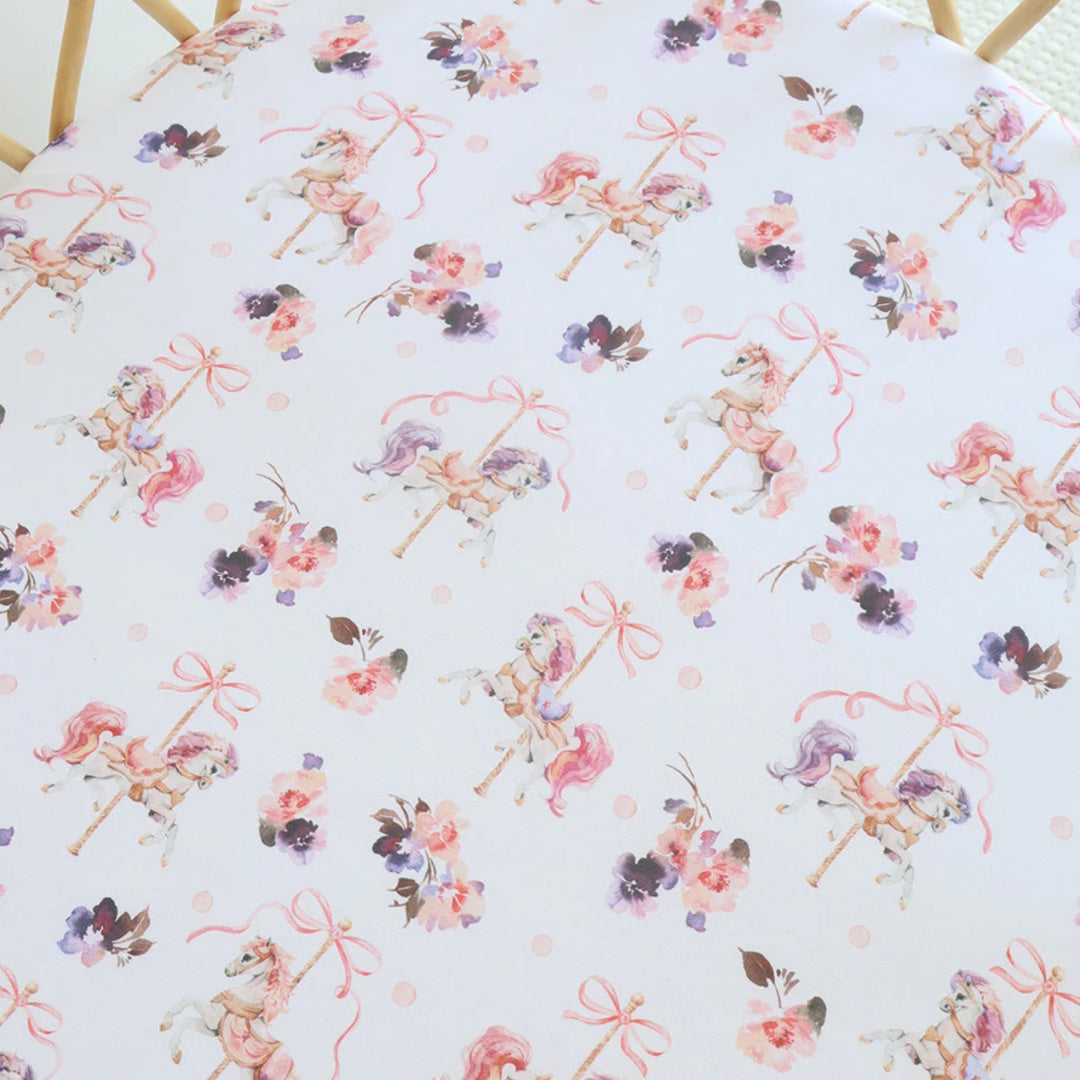 SNUGGLE HUNNY ORGANIC FITTED BASSINET SHEET / CHANGE PAD COVER - CAROUSEL