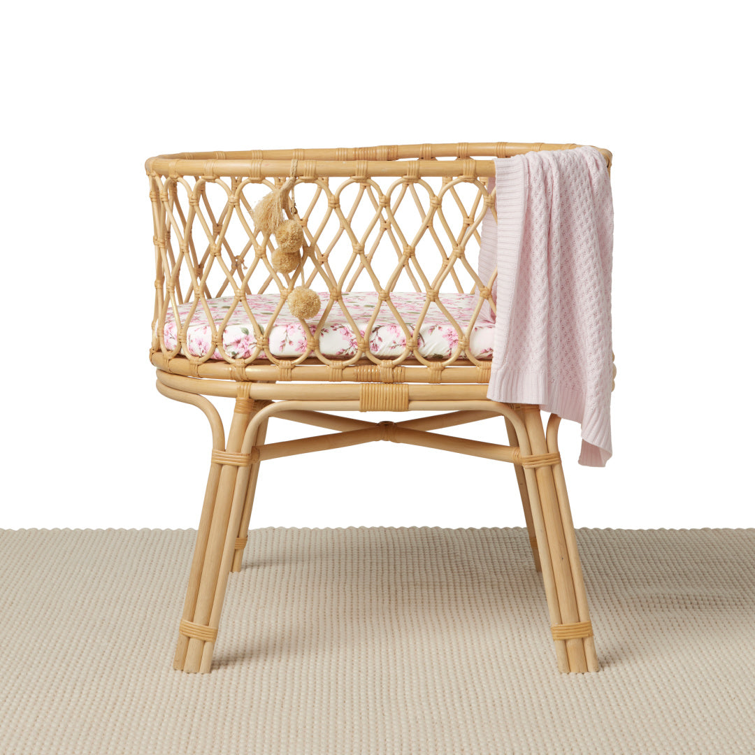 SNUGGLE HUNNY ORGANIC FITTED BASSINET SHEET / CHANGE PAD COVER - CHERRY BLOSSOM