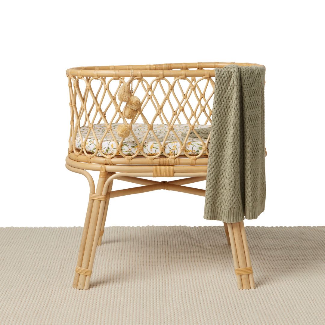 SNUGGLE HUNNY ORGANIC FITTED BASSINET SHEET / CHANGE PAD COVER - GOLDEN WATTLE