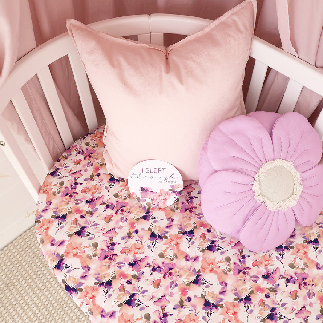 SNUGGLE HUNNY ORGANIC FITTED COT SHEET - BLUSHING BEAUTY