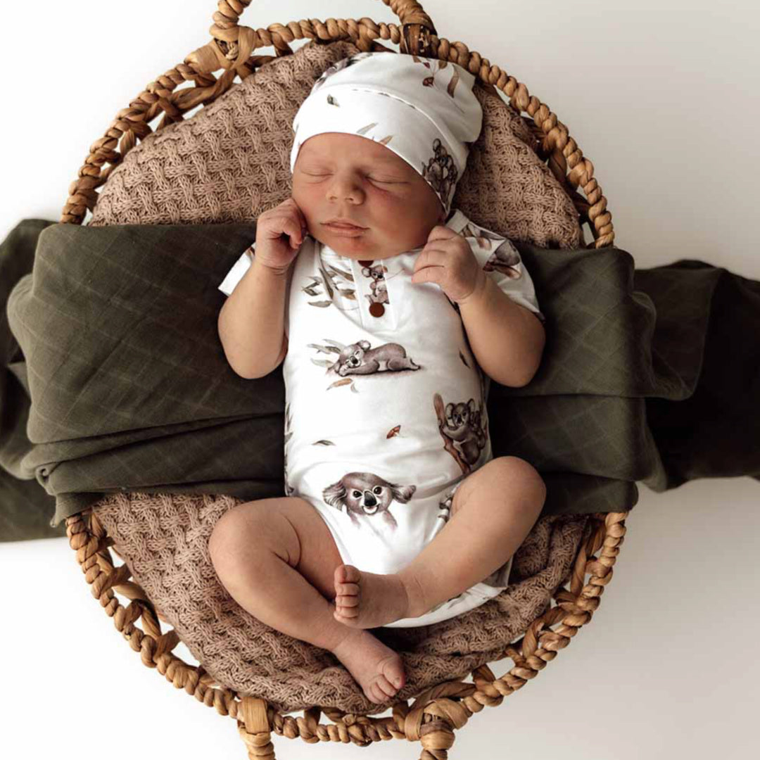 SNUGGLE HUNNY ORGANIC SHORT SLEEVE BODYSUIT - KOALA