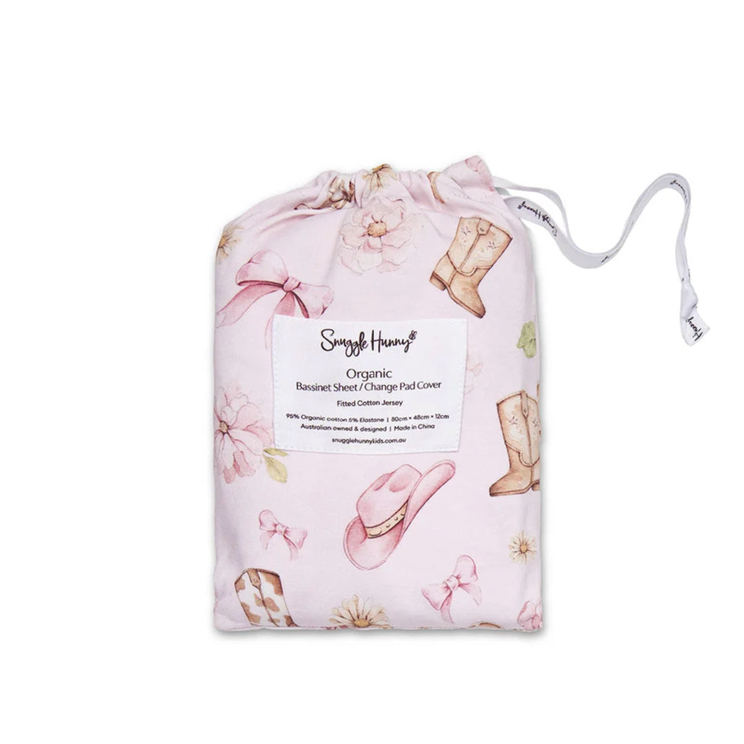 Snuggle Hunny Boots &amp; Bows Organic Bassinet Sheet / Change Pad Cover