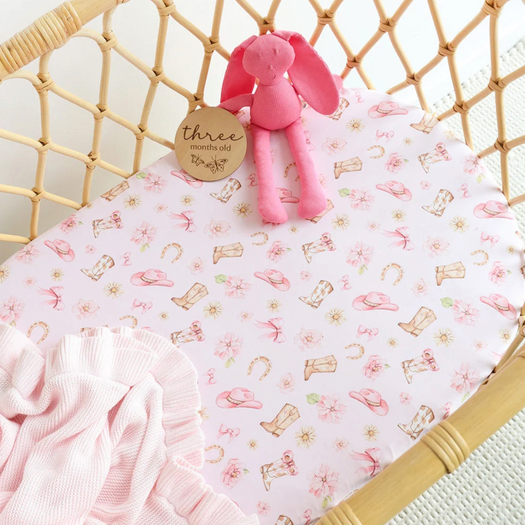 Snuggle Hunny Boots &amp; Bows Organic Bassinet Sheet / Change Pad Cover