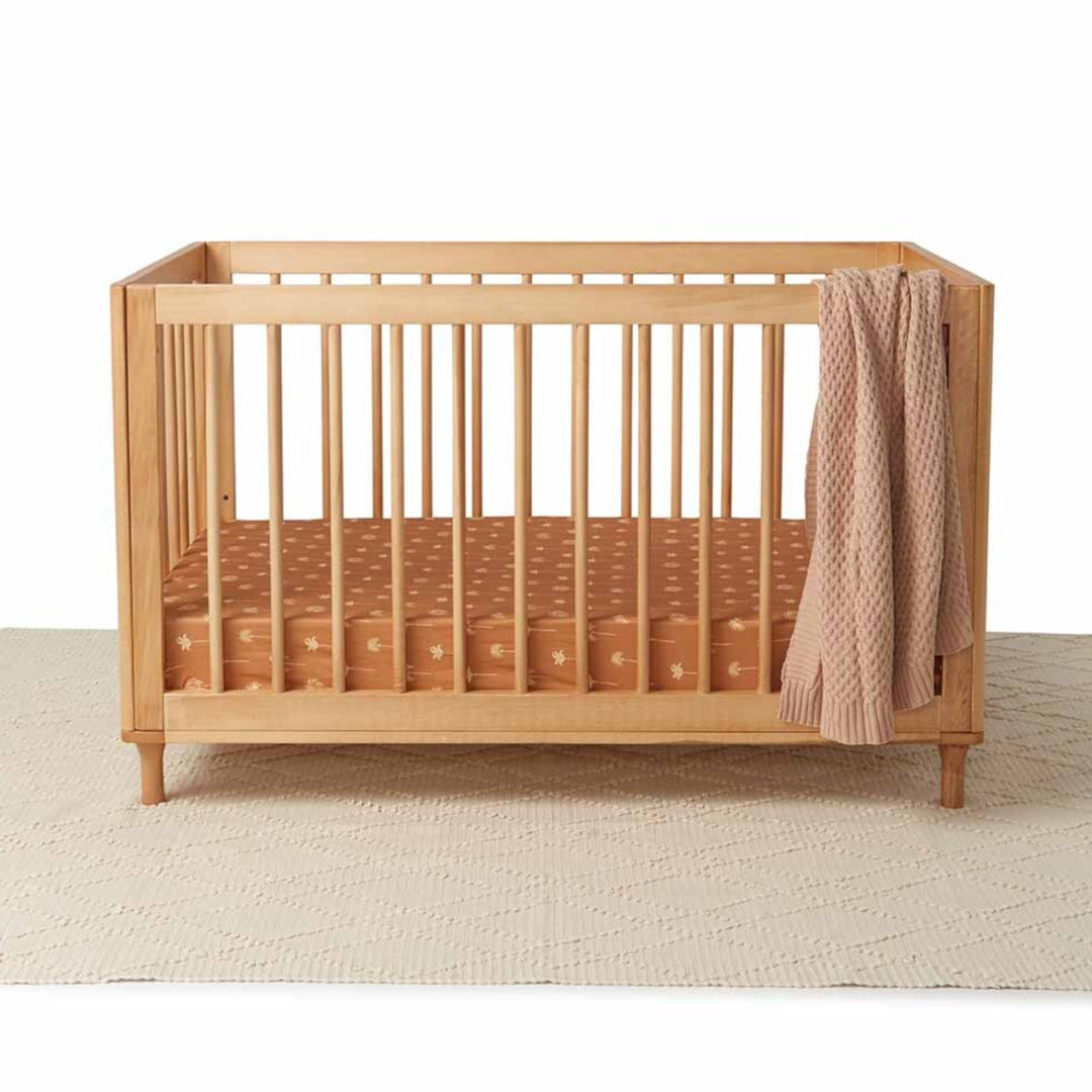 SNUGGLE HUNNY ORGANIC FITTED COT SHEET - BRONZE PALM
